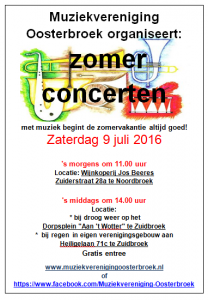 poster zomerconcert 2016 Noordbroek en Zuidbroek